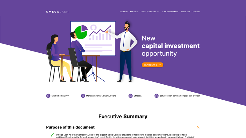 Omega Laen (Invest) — Лендинг для инвесторов · Эстония